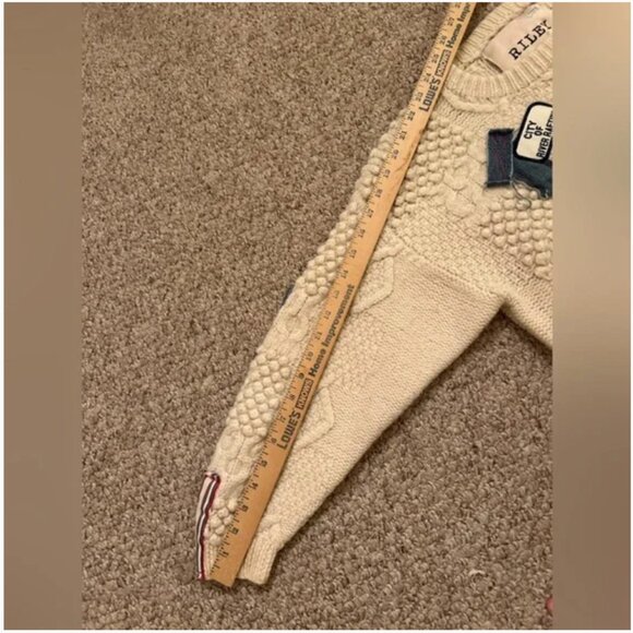 Free People Riley 1880 VINTAGE PATCHED UP SWEATER Patchwork Wool size L - Picture 11 of 13